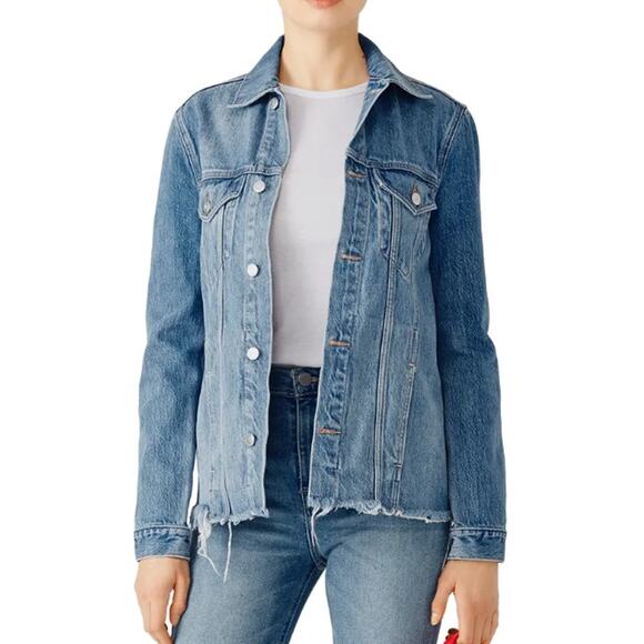 Lovers + Friends Jackets & Blazers - Lovers and Friends James Sarratoga Denim Jacket Relax Raw Hem Boho Blue L